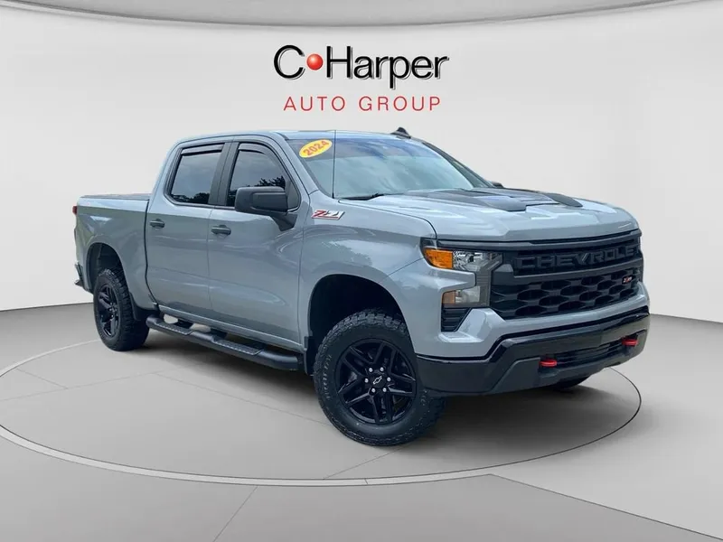 2024 Chevrolet Silverado 1500 Custom Trail Boss in Slate Gray Metallic — front three-quarter view