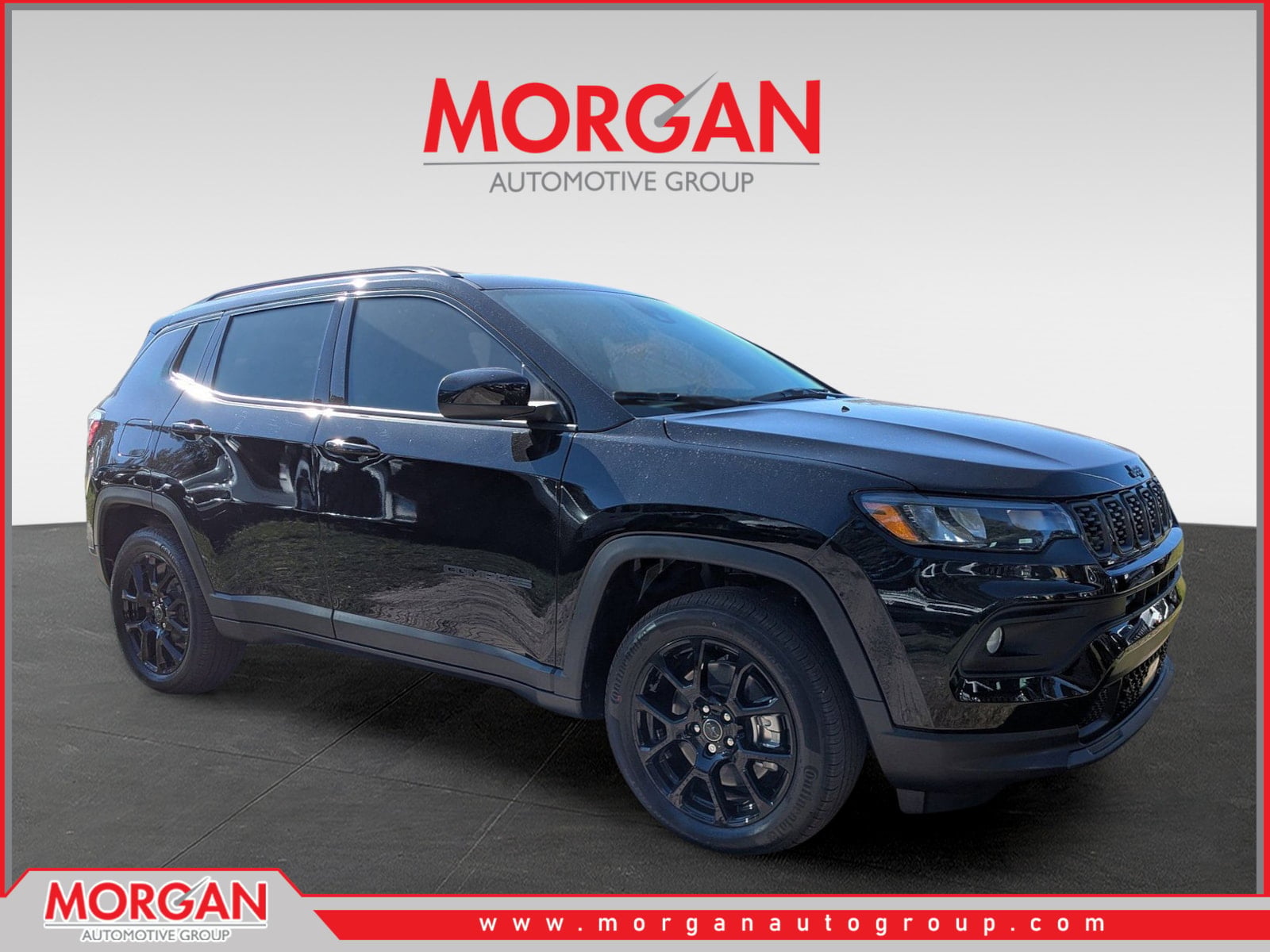 2026 Jeep Compass Latitude in Black — front three-quarter view