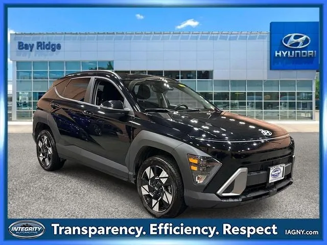2025 Hyundai Kona SEL in Abyss Black Pearl — front three-quarter view