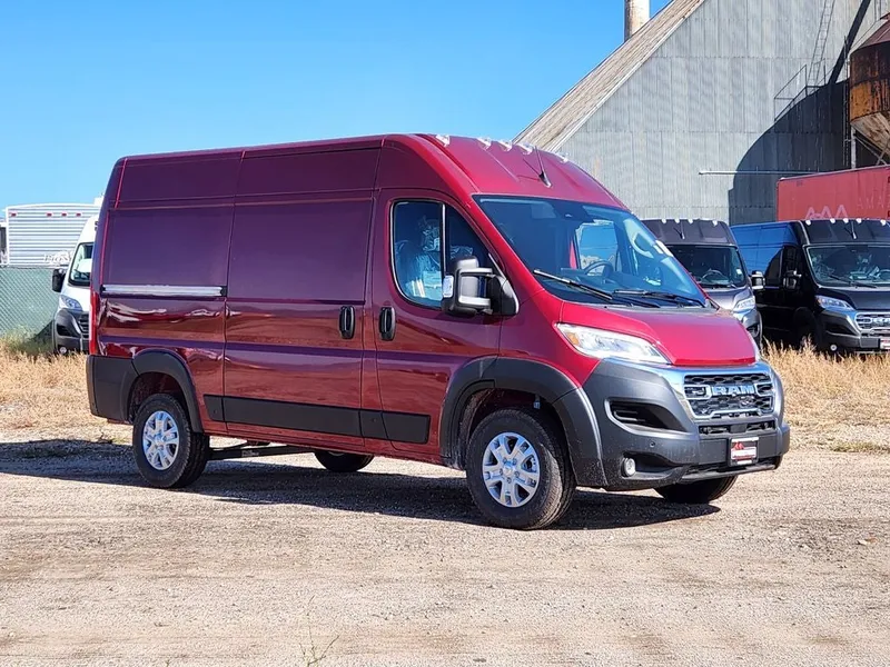 2026 RAM Promaster RAM PROMASTER 1500 SLT CARGO VAN HIGH ROOF 136' WB in Deep Cherry Red Crystal Pearl-Coat Exterior Paint — front...