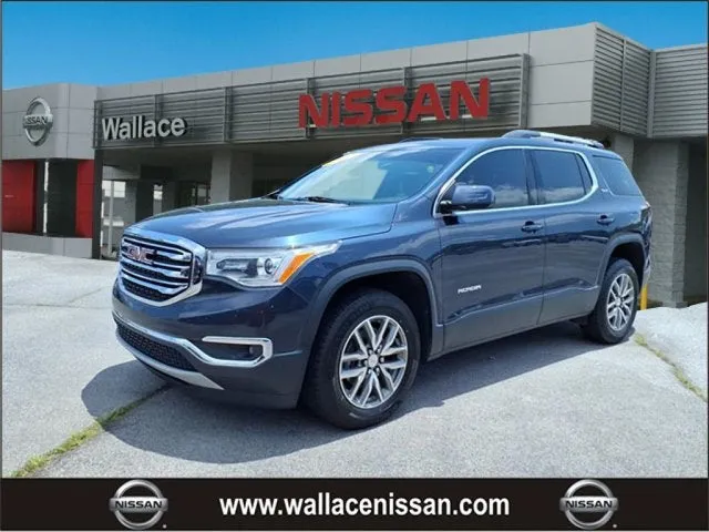 2019 GMC Acadia SLE-2 in Blue Steel Metallic G35 — front three-quarter view