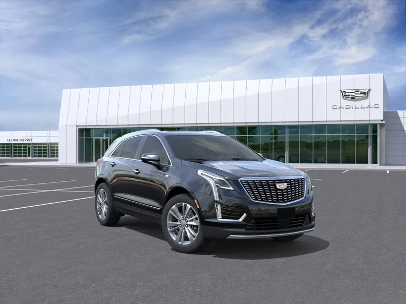 2026 Cadillac XT5 Premium Luxury in Stellar Black Metallic — front three-quarter view
