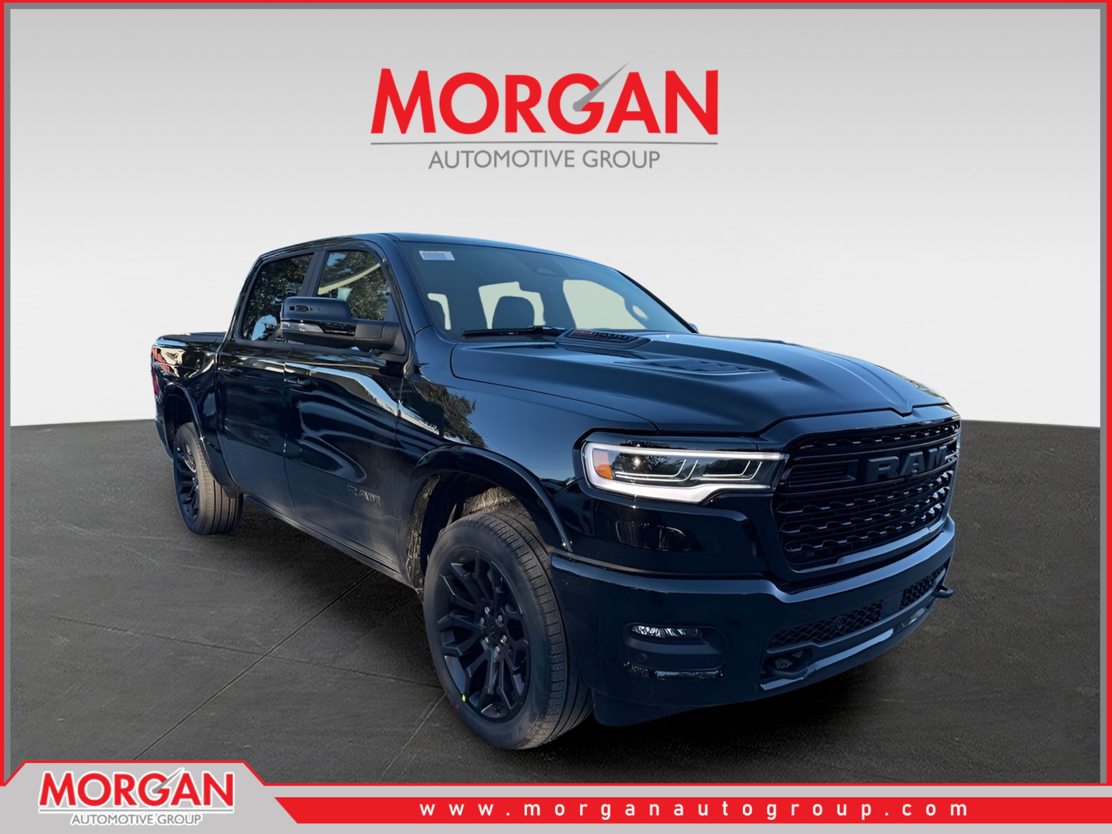 2026 Ram 1500 Limited in Diamond Black Crystal Pearlcoat — front three-quarter view