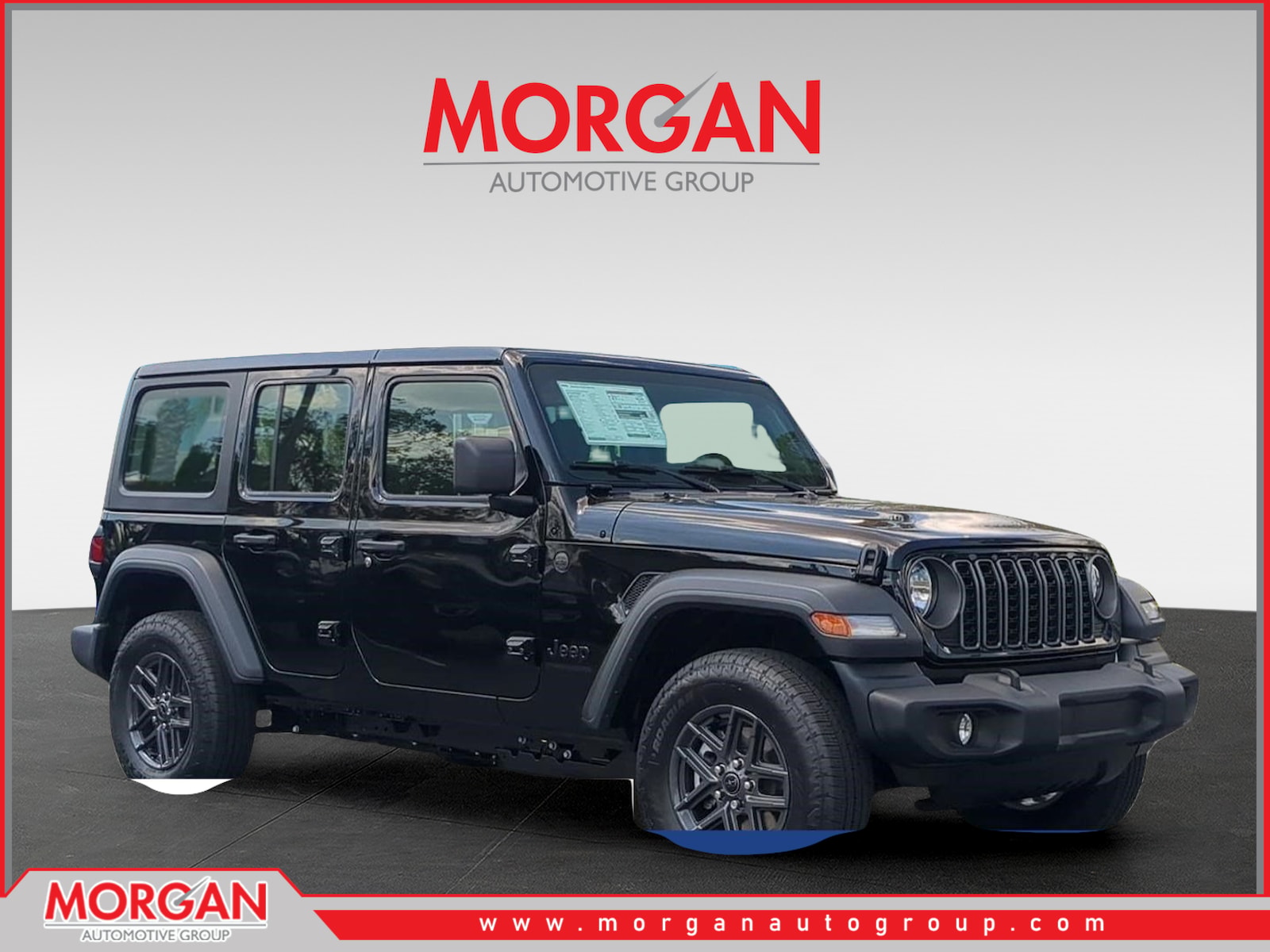 2026 Jeep Wrangler Sport in Black — front three-quarter view