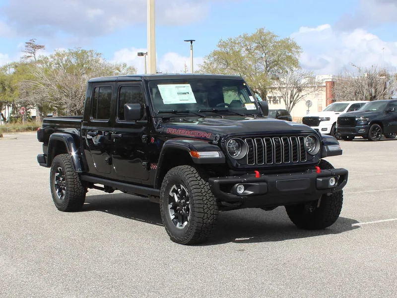 2026 Jeep Gladiator Rubicon X in Black Clear-Coat Exterior Paint — front three-quarter view