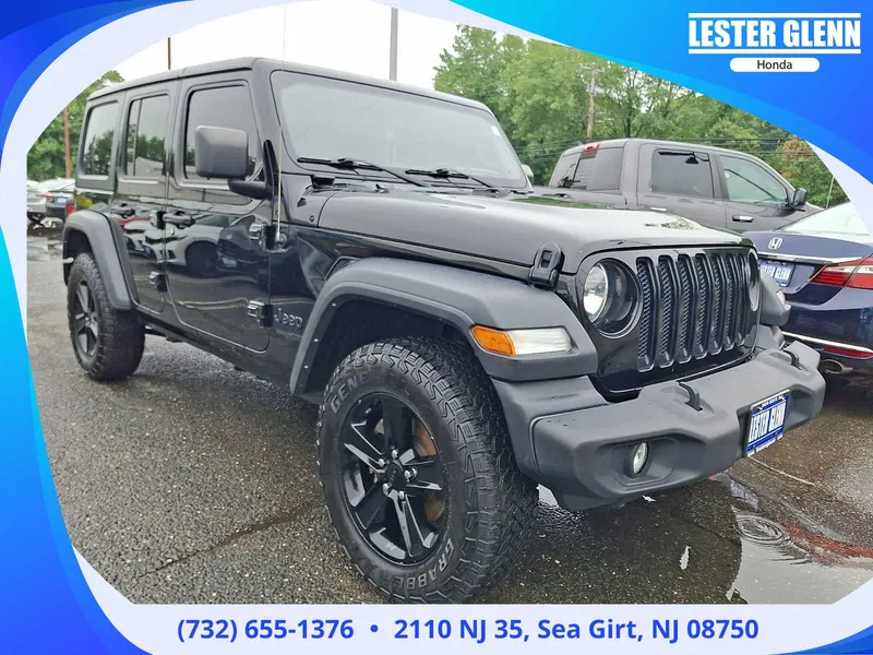 2021 Jeep Wrangler Unlimited Sport Altitude in Black Clearcoat — front three-quarter view