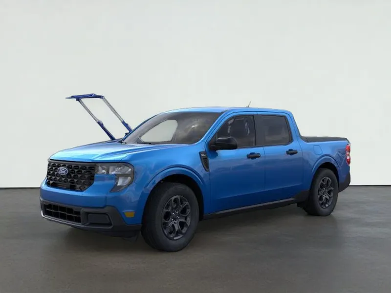 2026 Ford Maverick XLT in Velocity Blue — front three-quarter view