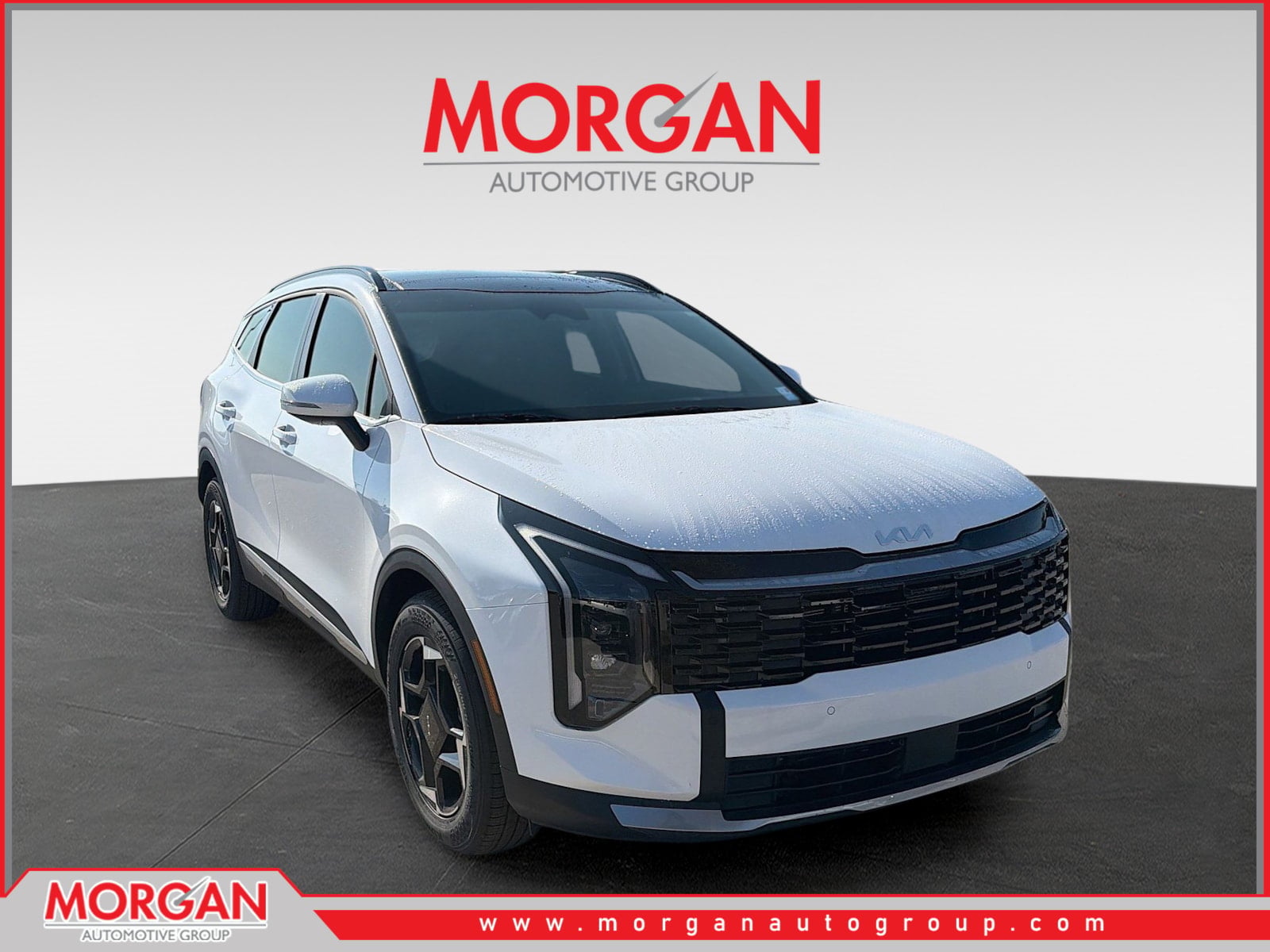 2026 Kia Sportage EX in Glacial White Pearl — front three-quarter view