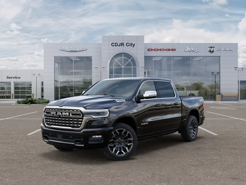2026 RAM Ram 1500 RAM 1500 LIMITED LONGHORN CREW CAB 4X4 5'7' BOX in Diamond Black Crystal Pearl-Coat Exterior Paint — front...
