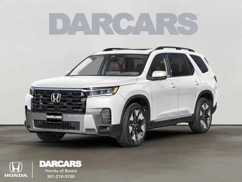 2026 Honda Pilot Elite in Platinum White — front three-quarter view