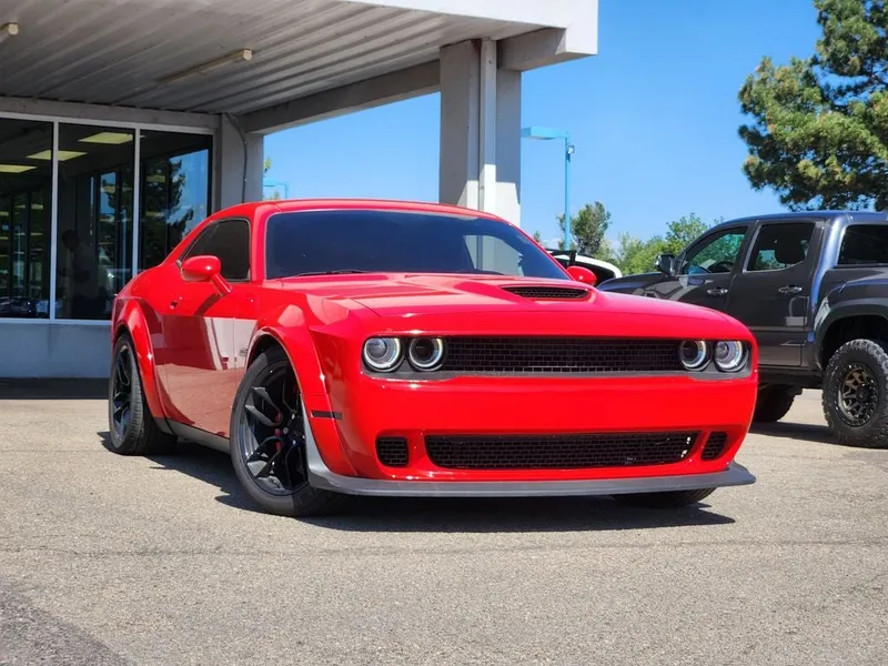 2016 Dodge Challenger SRT 392 in Torred Clearcoat — front three-quarter view