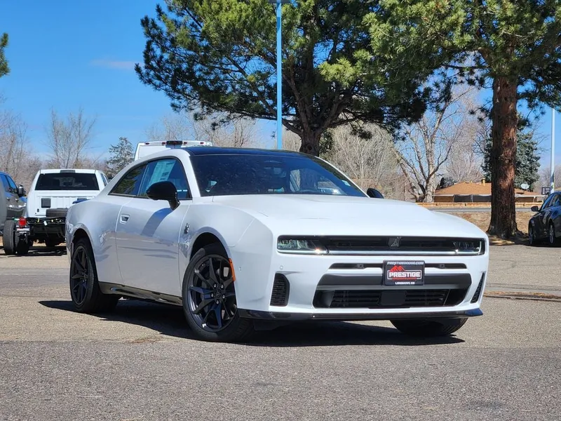 2026 Dodge Charger CHARGER SCAT PACK PLUS 2-DOOR AWD in White Knuckle Exterior Paint — front three-quarter view
