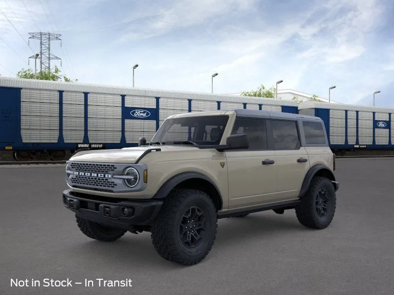 2026 Ford Bronco Badlands in Desert Sand — front three-quarter view