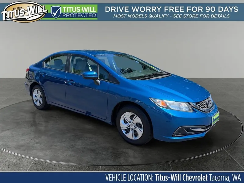 2015 Honda Civic LX in Blue — front three-quarter view