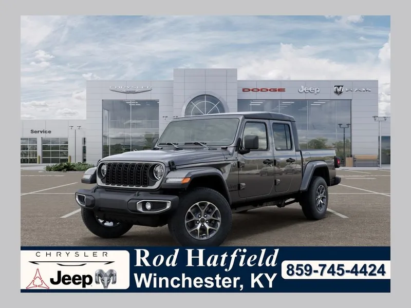2026 Jeep Gladiator GLADIATOR SPORT S 4X4 in Granite Crystal Metallic Clear-Coat Exterior Paint — front three-quarter view