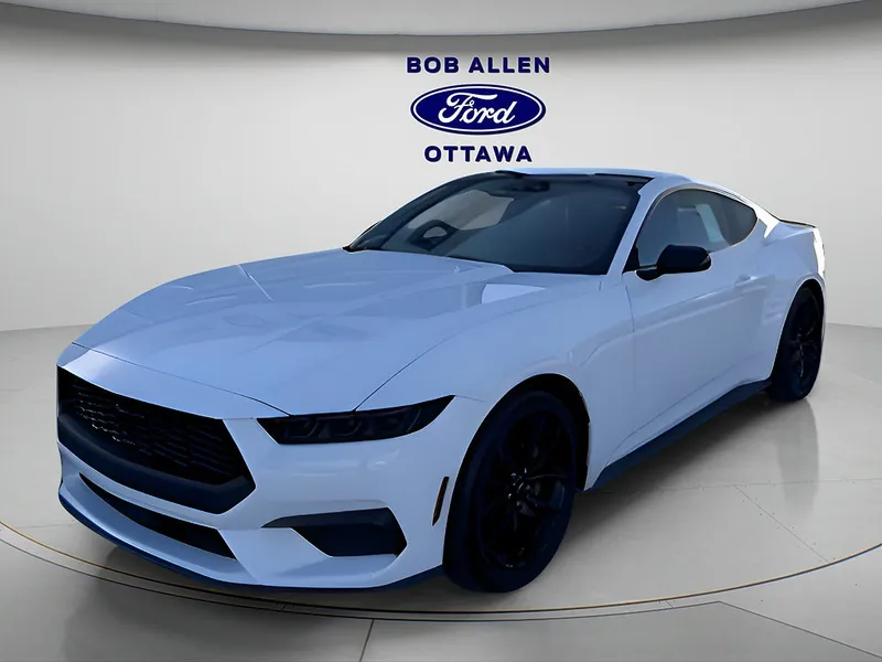 2026 Ford Mustang EcoBoost Fastback in Oxford White — front three-quarter view