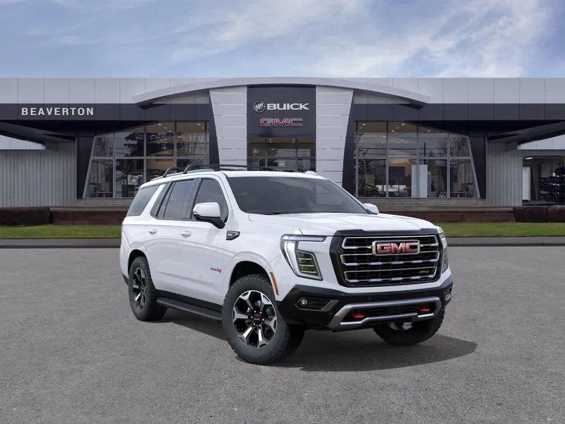 2026 GMC Yukon AT4 in Summit White — front three-quarter view