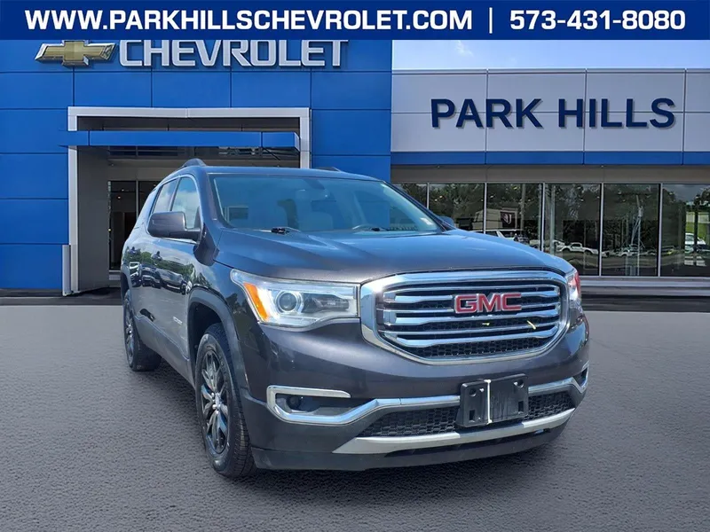 2017 GMC Acadia SLT in Iridium Metallic — front three-quarter view