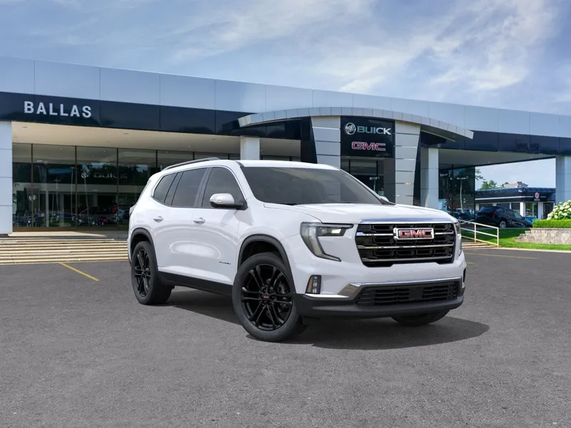 2026 GMC Acadia Elevation in Summit White — front three-quarter view