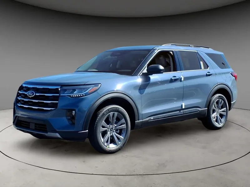 2026 Ford Explorer Active in Vapor Blue — front three-quarter view