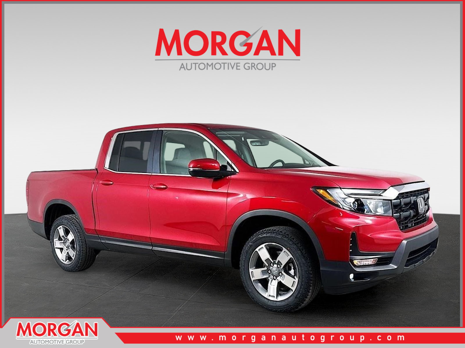 2026 Honda Ridgeline RTL in Radiant Red Metallic II — front three-quarter view