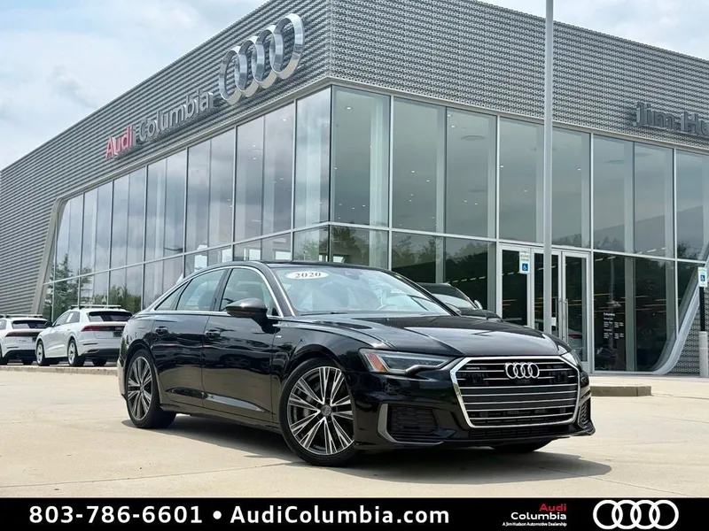2020 Audi A6 3.0T Premium Plus quattro in Mythos Black Metallic — front three-quarter view