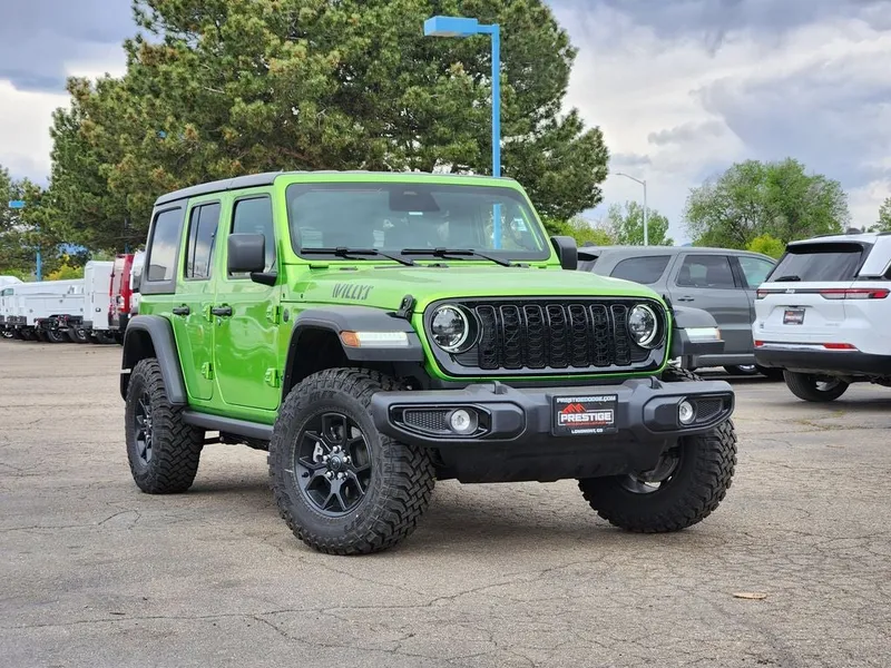 2026 Jeep Wrangler WRANGLER 4-DOOR WILLYS in Mojito Clear-Coat Exterior Paint — front three-quarter view