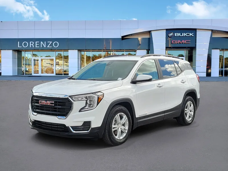 2024 GMC Terrain SLE in Summit White — front three-quarter view