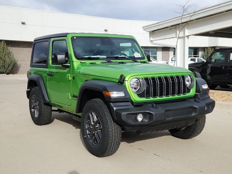 2026 Jeep Wrangler WRANGLER 2-DOOR SPORT S in Mojito Clear-Coat Exterior Paint — front three-quarter view