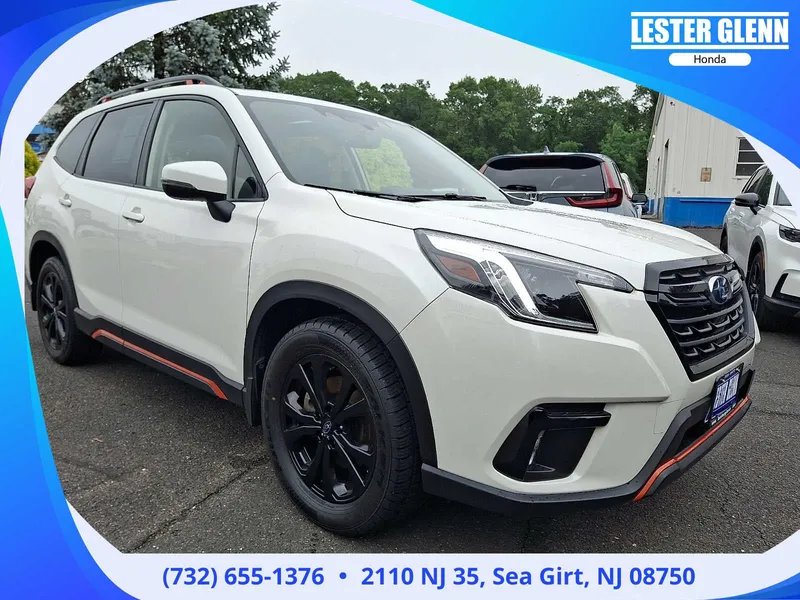 2023 Subaru Forester Sport in Crystal White Pearl — front three-quarter view