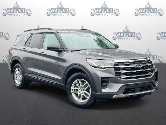 2026 Ford Explorer Active in Gray — front three-quarter view