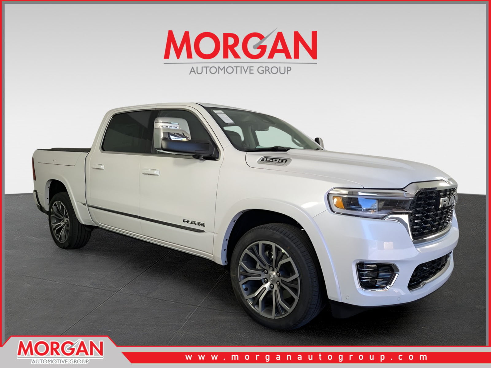 2026 Ram 1500 Tungsten in White — front three-quarter view