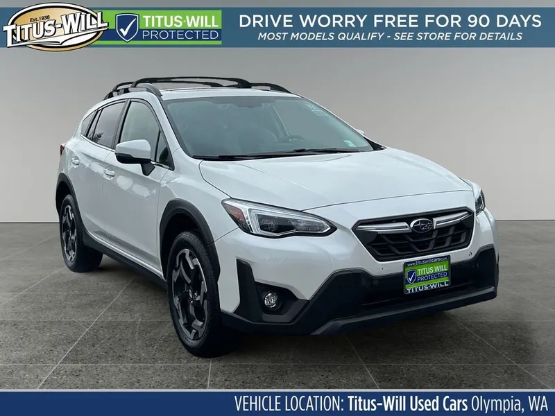 2021 Subaru Crosstrek Limited in Crystal White Pearl — front three-quarter view