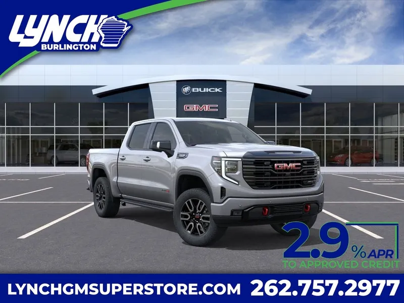 2026 GMC Sierra 1500 AT4 in Sterling Metallic — front three-quarter view