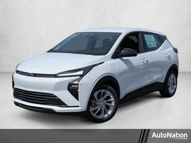 2027 Chevrolet Bolt LT in Summit White — front three-quarter view
