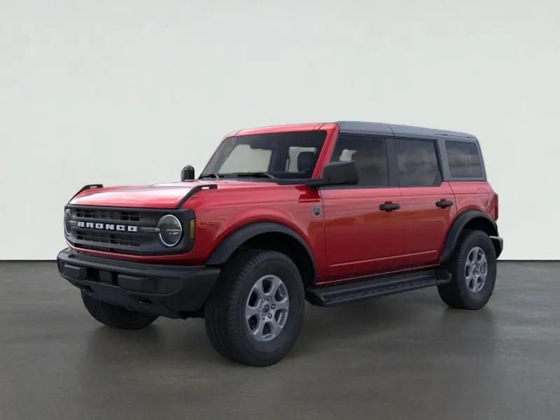 2026 Ford Bronco Big Bend in Ruby Red Metallic Tinted Clearcoat — front three-quarter view