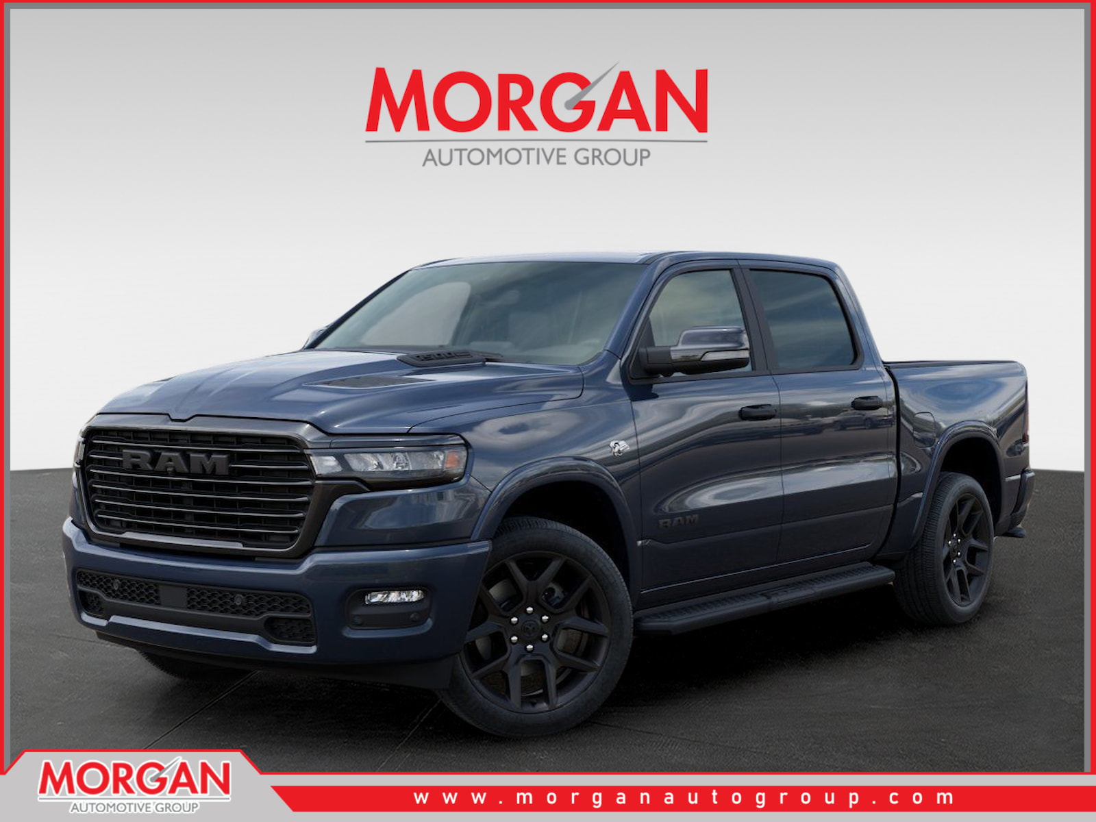 2026 Ram 1500 Laramie in Blue — front three-quarter view