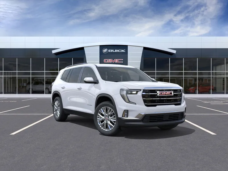2026 GMC Acadia Elevation in Summit White — front three-quarter view