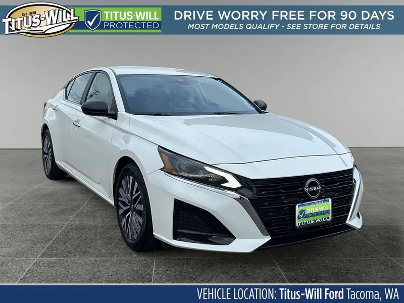 2025 Nissan Altima 2.5 SV in Glacier White — front three-quarter view