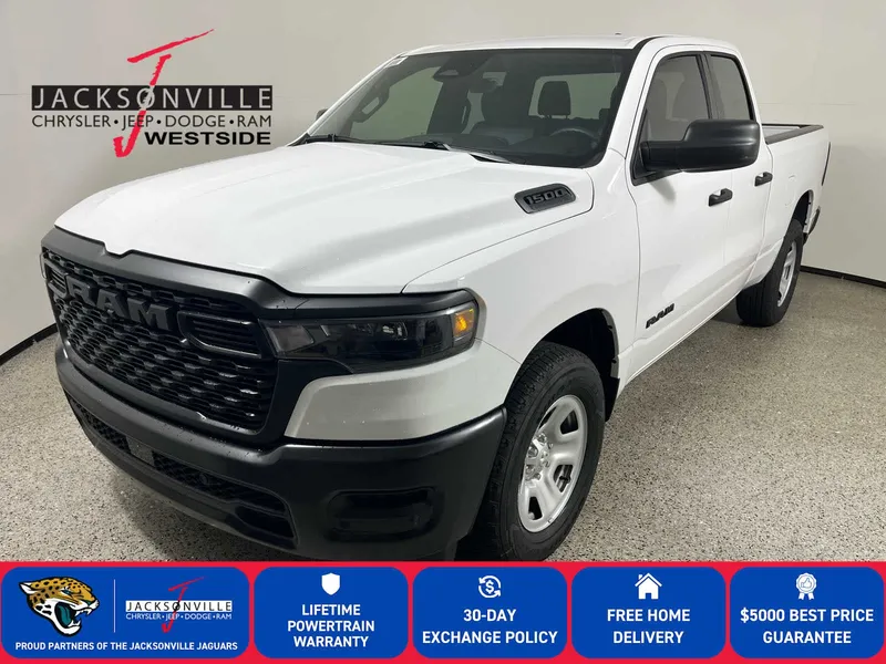 2026 RAM 1500 Tradesman in Bright White Clear-Coat Exterior Paint — front three-quarter view