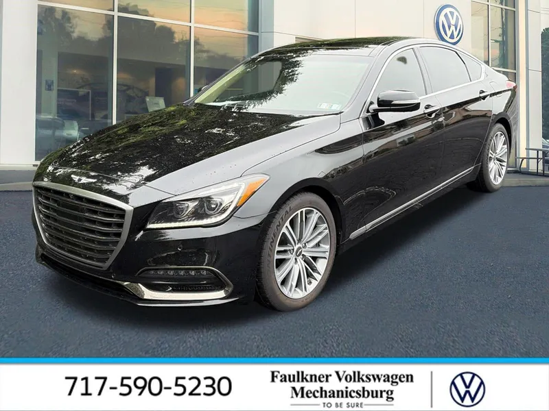 2020 Genesis G80 3.8L AWD in Vik Black — front three-quarter view