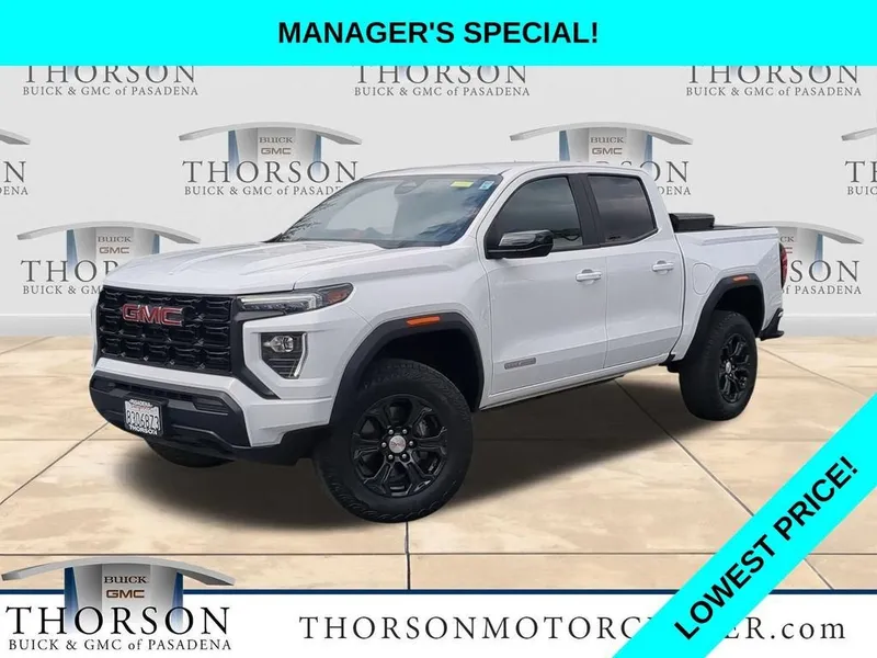 2024 GMC Canyon Elevation in Summit White — front three-quarter view