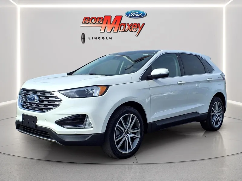 2023 Ford Edge Titanium in White Metallic — front three-quarter view