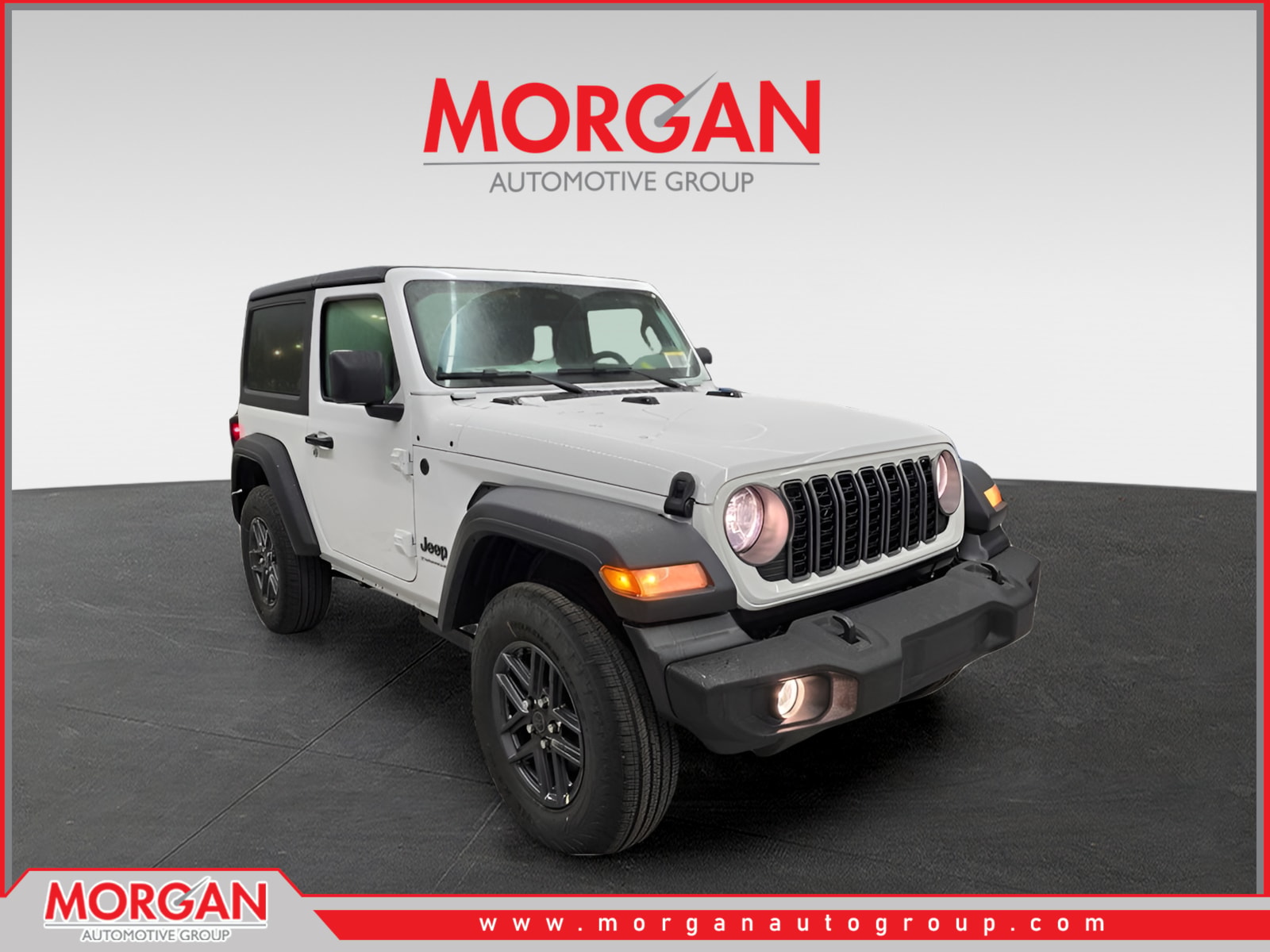 2026 Jeep Wrangler Sport S in Bright White Clearcoat — front three-quarter view
