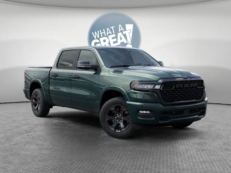 2026 RAM 1500 Big Horn/Lone Star in Serrano-Green Metallic Exterior Paint — front three-quarter view