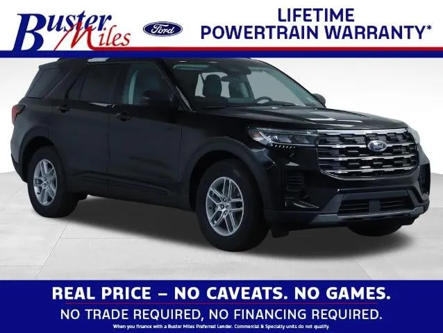 2026 Ford Explorer Active in Agate Black Metallic — front three-quarter view