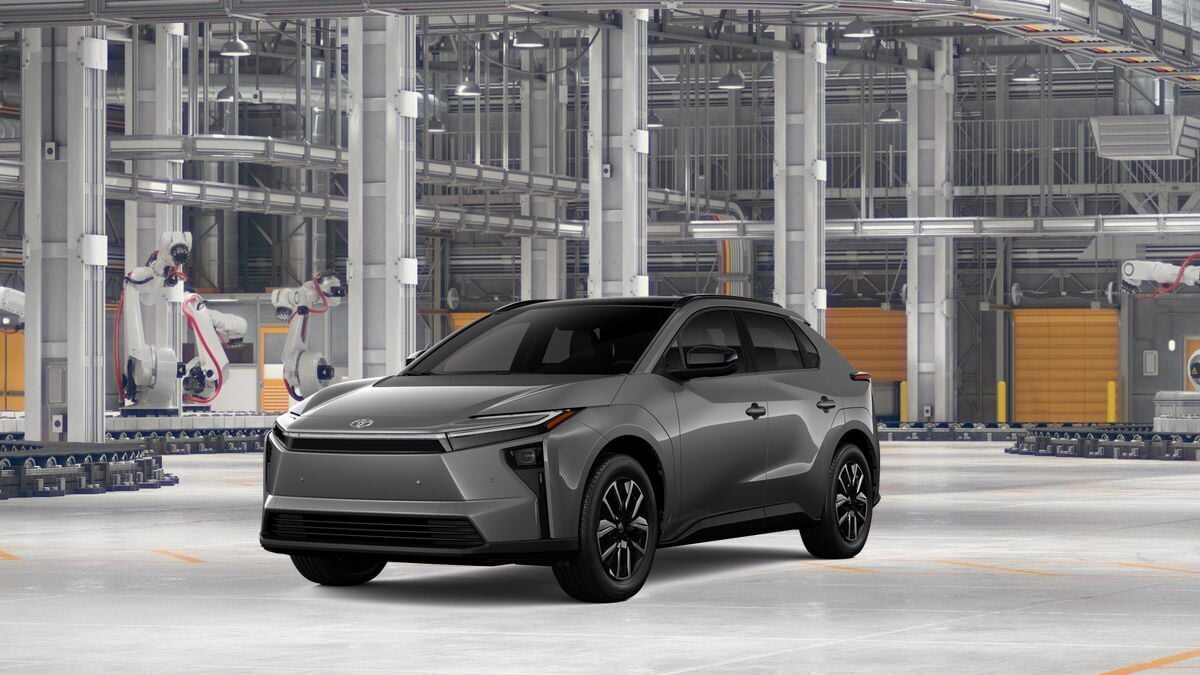 2026 Toyota bZ XLE in Heavy Metal — front three-quarter view