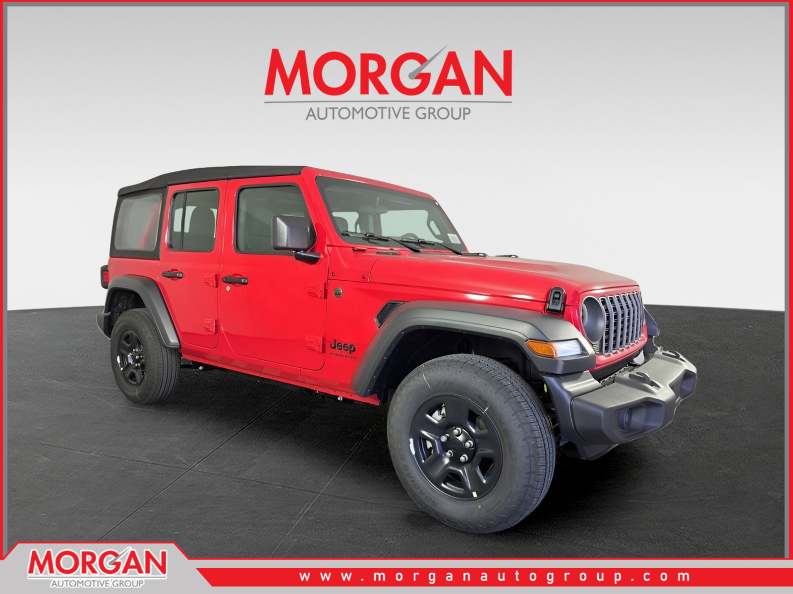 2026 Jeep Wrangler Sport in Red — front three-quarter view