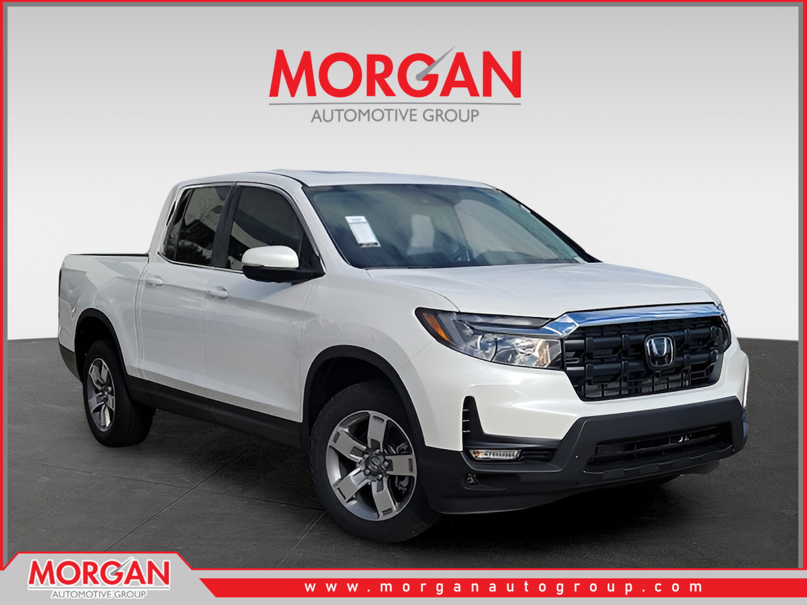 2026 Honda Ridgeline RTL in Platinum White Pearl — front three-quarter view