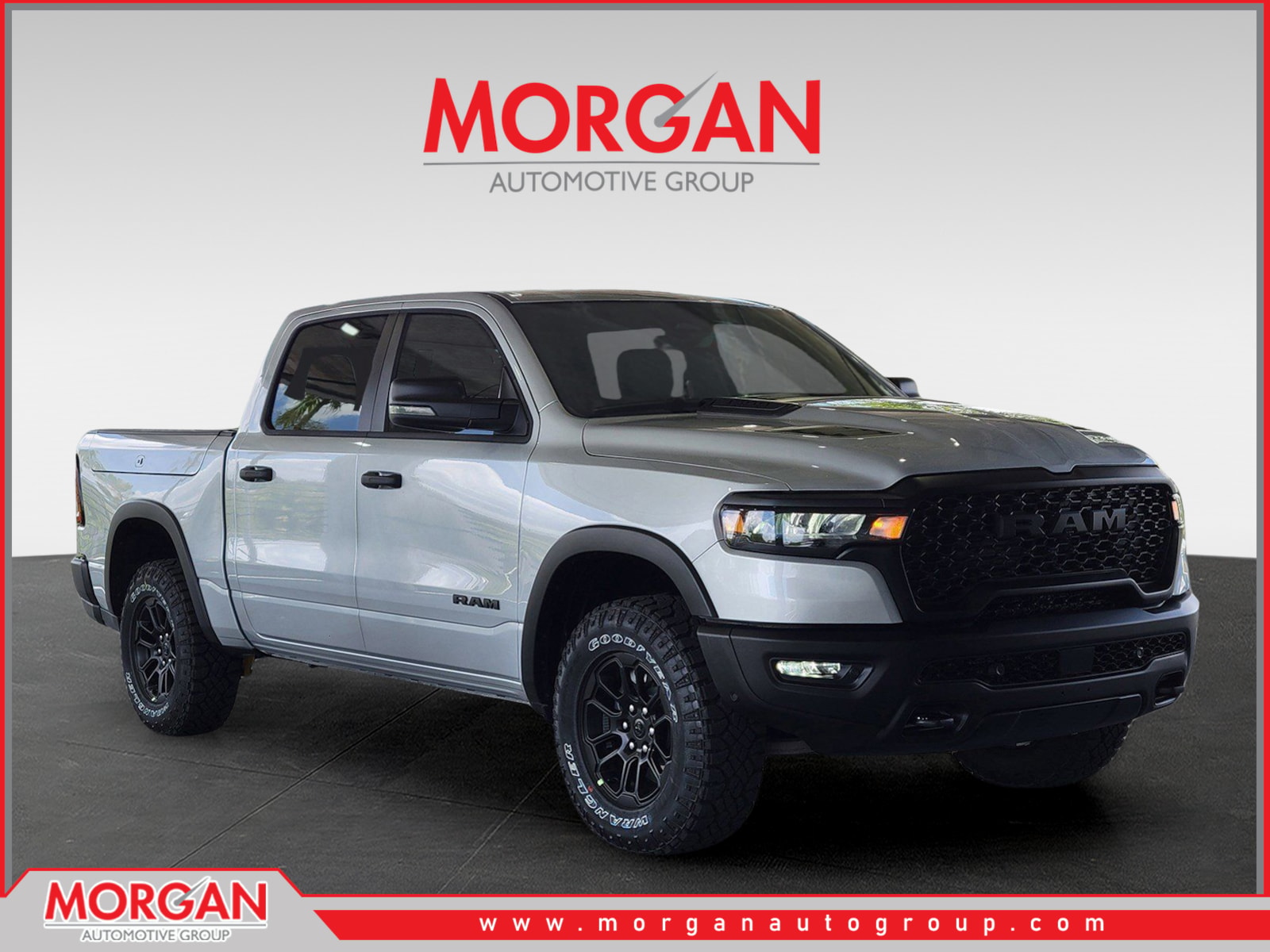 2026 Ram 1500 Rebel in Silver Zynith — front three-quarter view